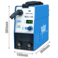 Fülldraht Schweißgerät MIG ohne Gas 145A, MMA 140A, IGBT, für 1kg Drahtrolle | MIG145A