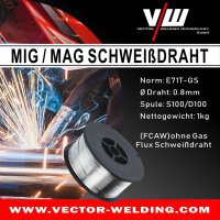 MIG MAG Schweißdraht Fülldraht E71T-GS | 0,8 / 1 kg / D100 Rolle | NoGas