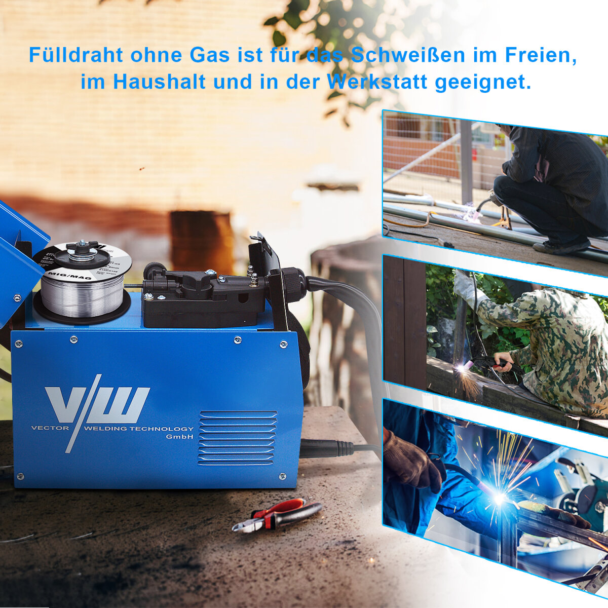 3× IPOTOOLS MIG MAG Fülldraht E71-1GS Schweißdraht 0,8 mm D100 Rolle 1kg NoGas