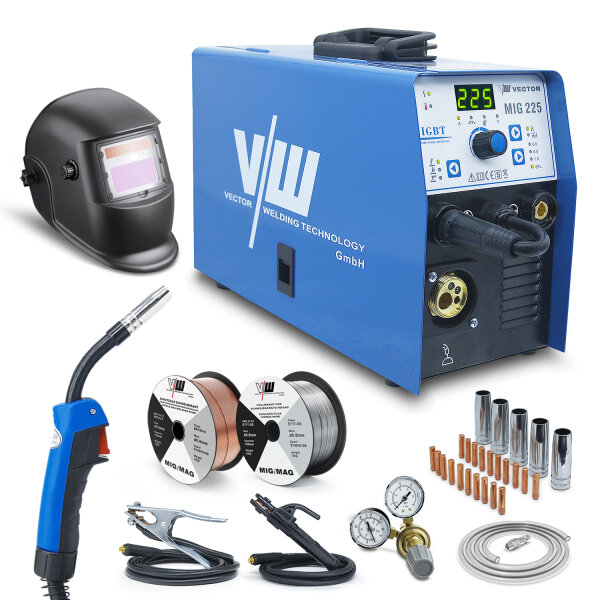 Schweißgerät SET MIG/MAG mit Schweißhelm 2kg Schweißdraht Zubehör | MIG225A