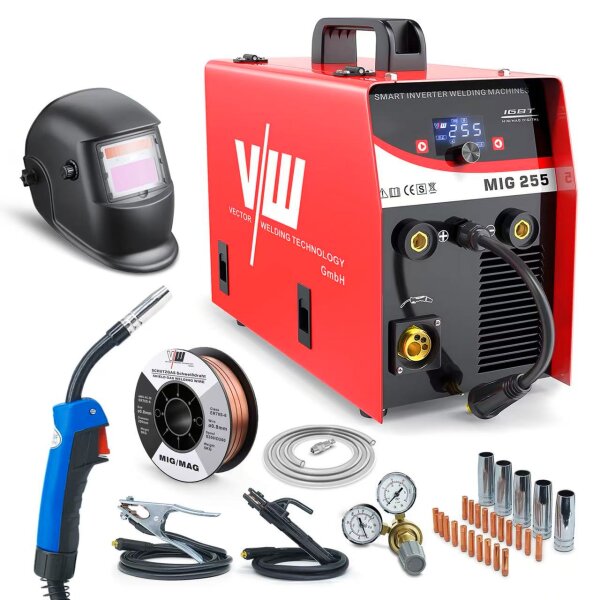 Schweißgerät SET MIG MAG mit Schweißerhelm, 5kg Schweißdraht & Zubehör | MIG255A