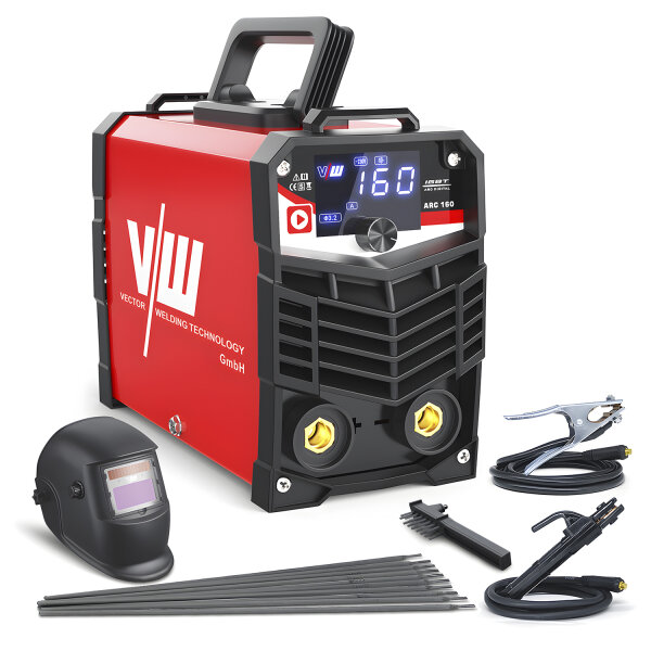 Schweißgerät MMA Elektrode ARC 160D Set: Helm, Drahtbürste, 10 Elektroden