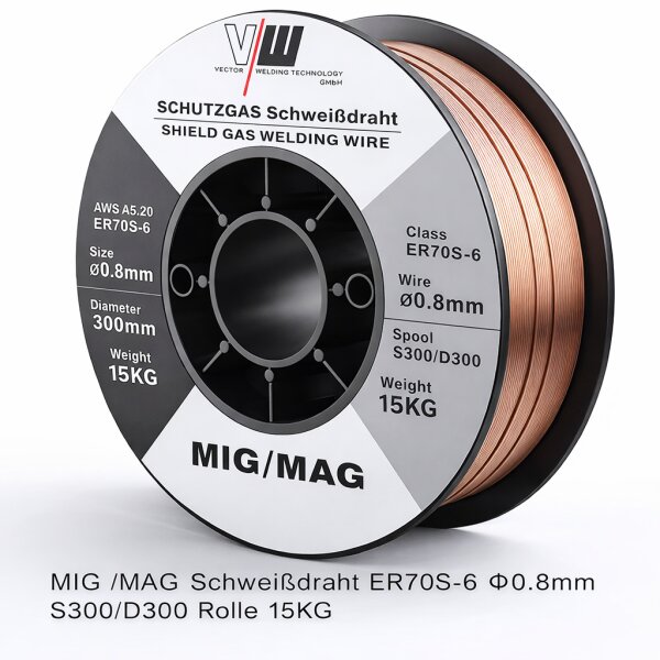 MIG MAG Schweißdraht Stahl SG 3, ER70-6 Drahtrolle 0,8 | 15 kg